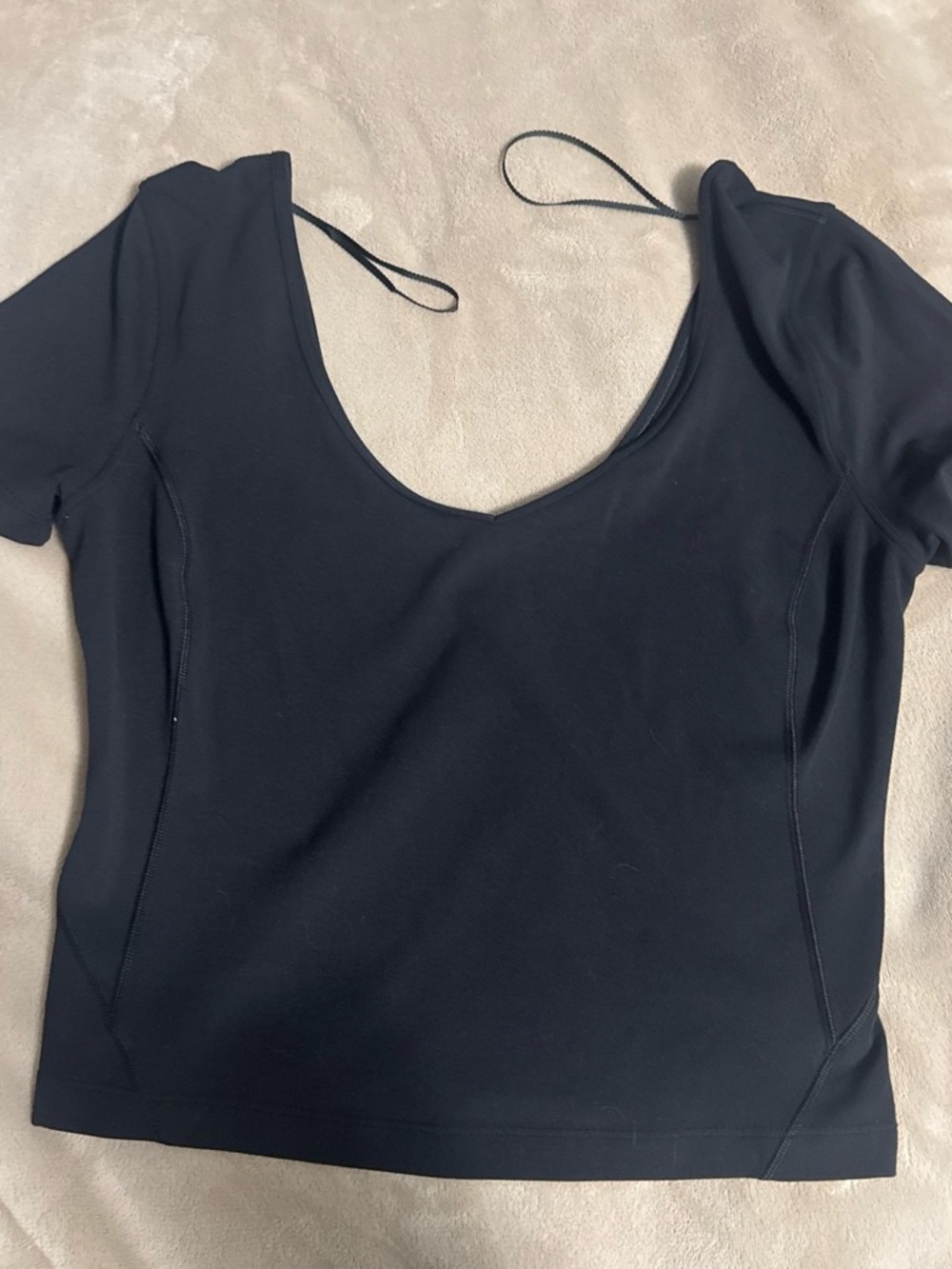 lululemon athletica Black Scoop Neck Short Sleeve Top